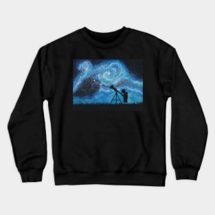 Observing the Universe ~ Watercolor Painting Crewneck Sweatshirt